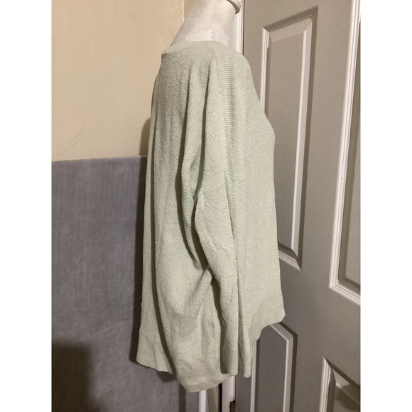EILEEN FISHER Soft Textured Knit Linen Blend Long Sleeve Sweater Light Green M - Picture 3 of 5